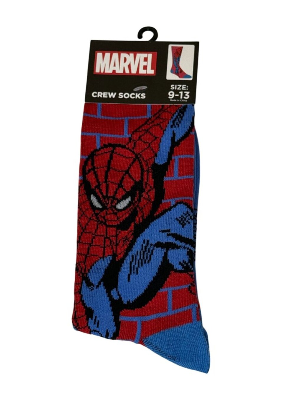 Spider-Man Crew Socks Mens Size 9-13 Marvel Red Blue Superhero NWT